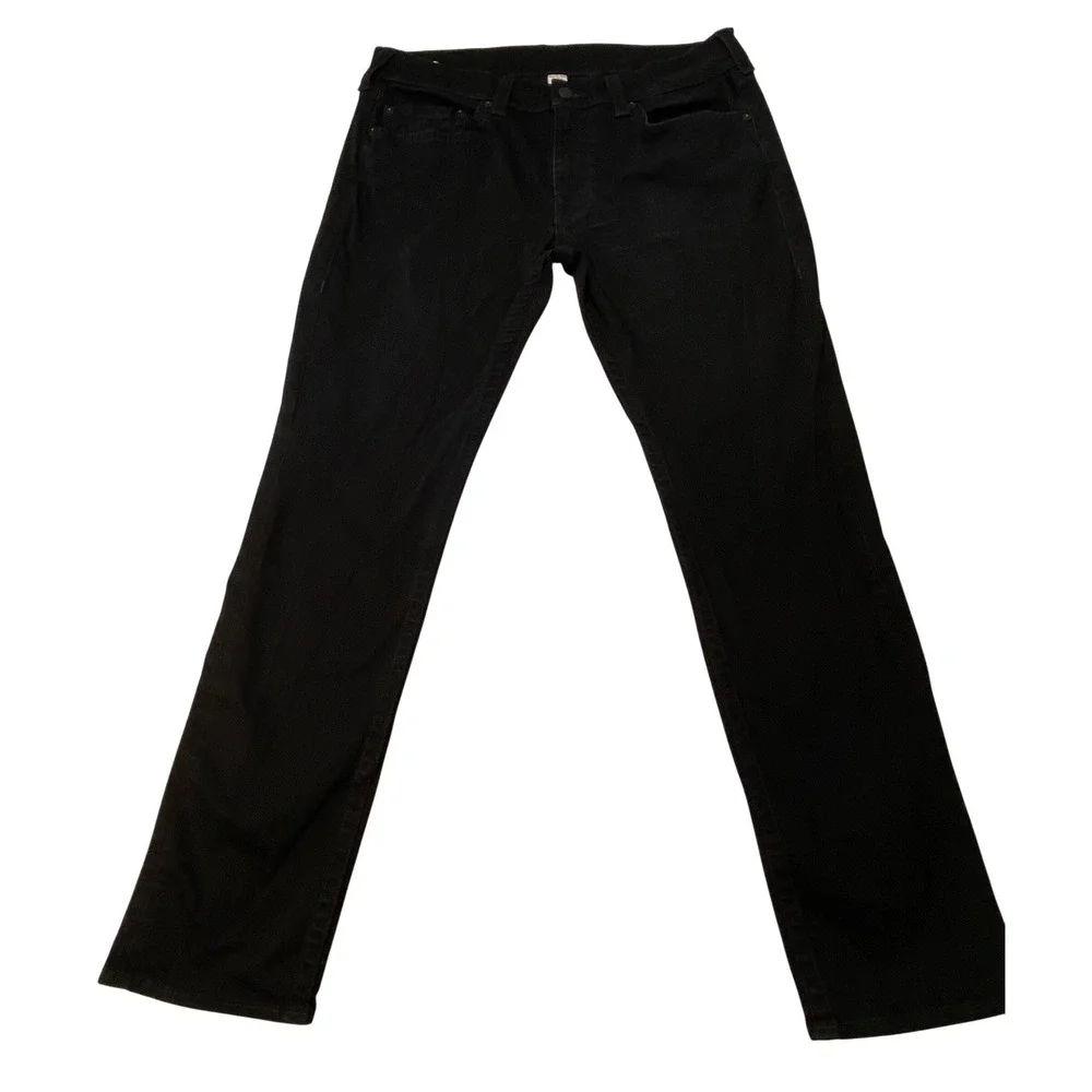 True Religion mens 38x34 Geno No Flap SN Slim Fit Jeans Rinse Black ST‎ 102158